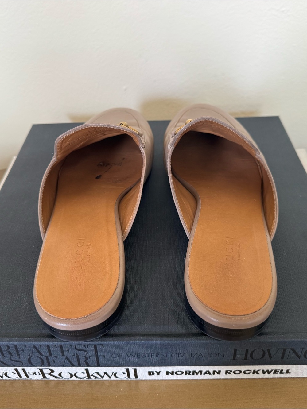 Gucci Princeton Leather Mules Taupe Beige Tan Horsebit Slides Shoes - 39 - Picture 7 of 8